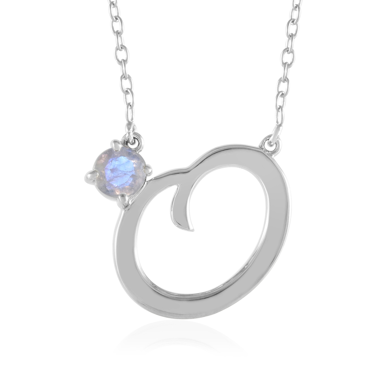 Regenbogen-Mondstein-Silbercollier