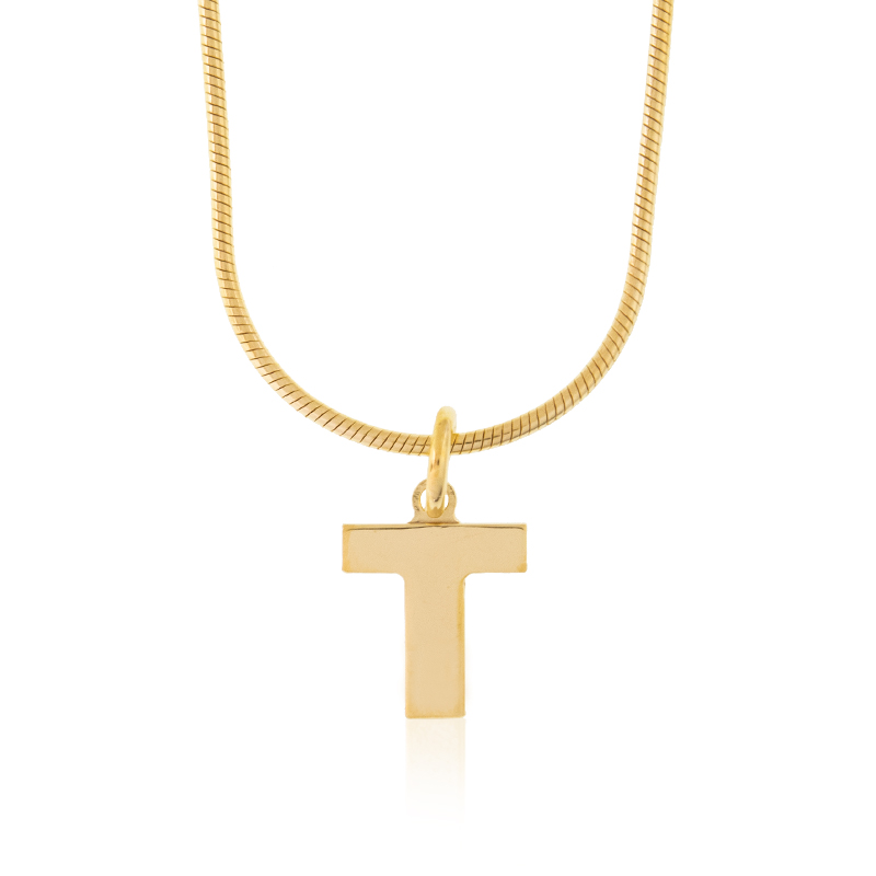 Silberhalskette- Buchstabe T