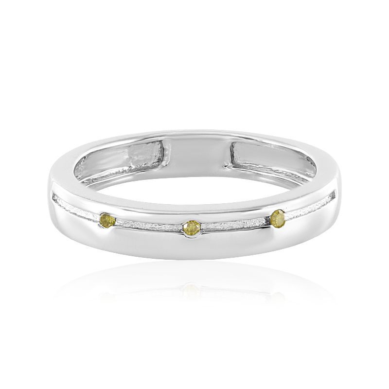 Gelber I2 Diamant-Silberring