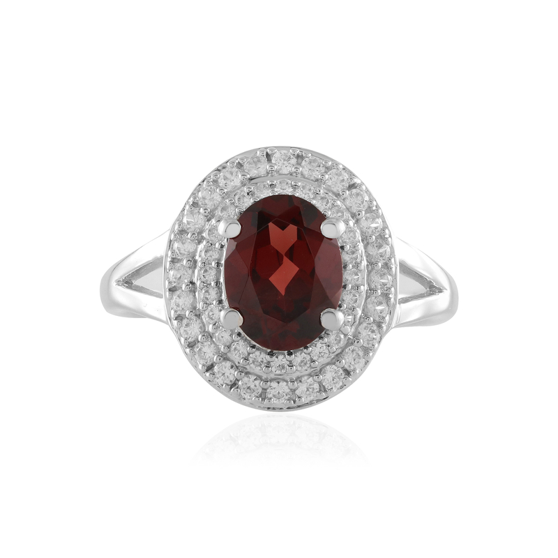 Mosambik-Granat-Silberring