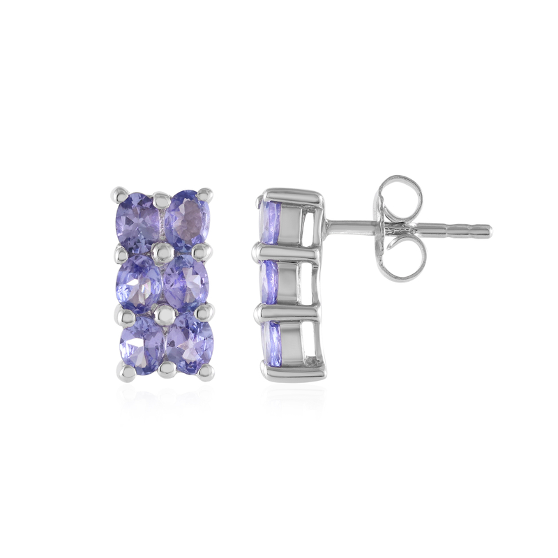 Tansanit-Silberohrringe