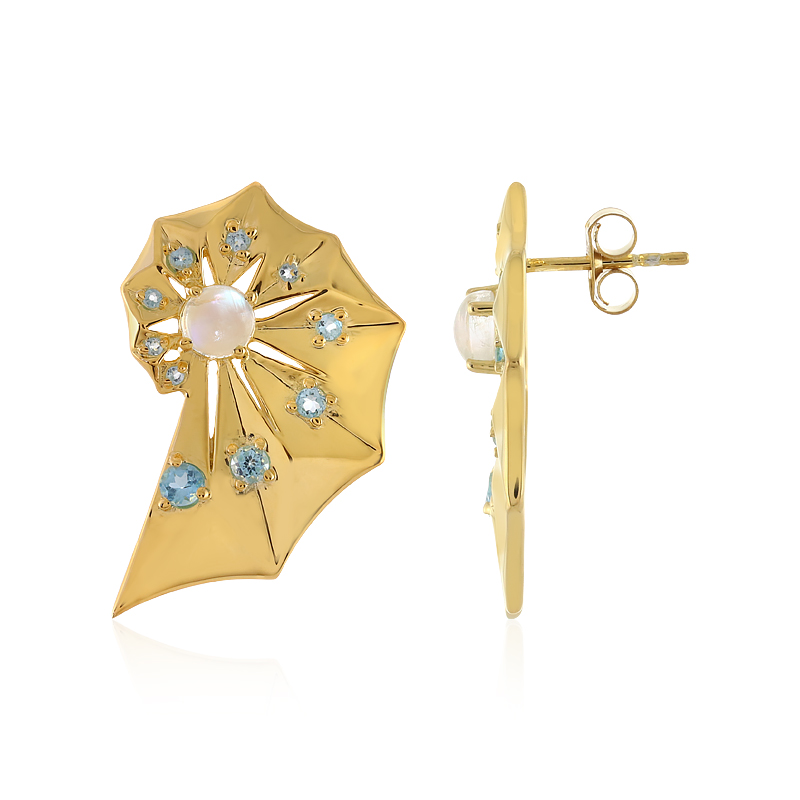 AAA-Regenbogen-Mondstein-Silberohrringe (SAELOCANA) AAA-Regenbogen-Mondstein-Silberohrringe (SAELOCANA)