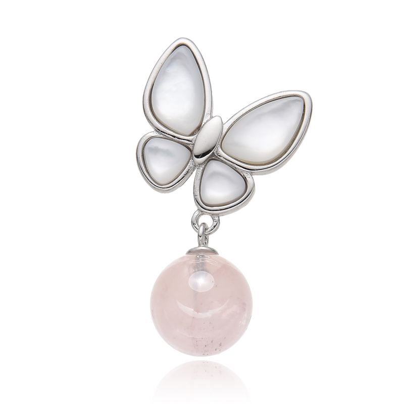 Rosenquarz-Silberanhänger