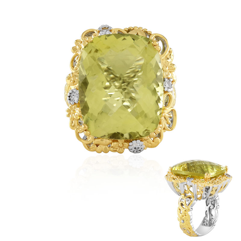Ouro Verde-Quarz-Silberring (Gems en Vogue)