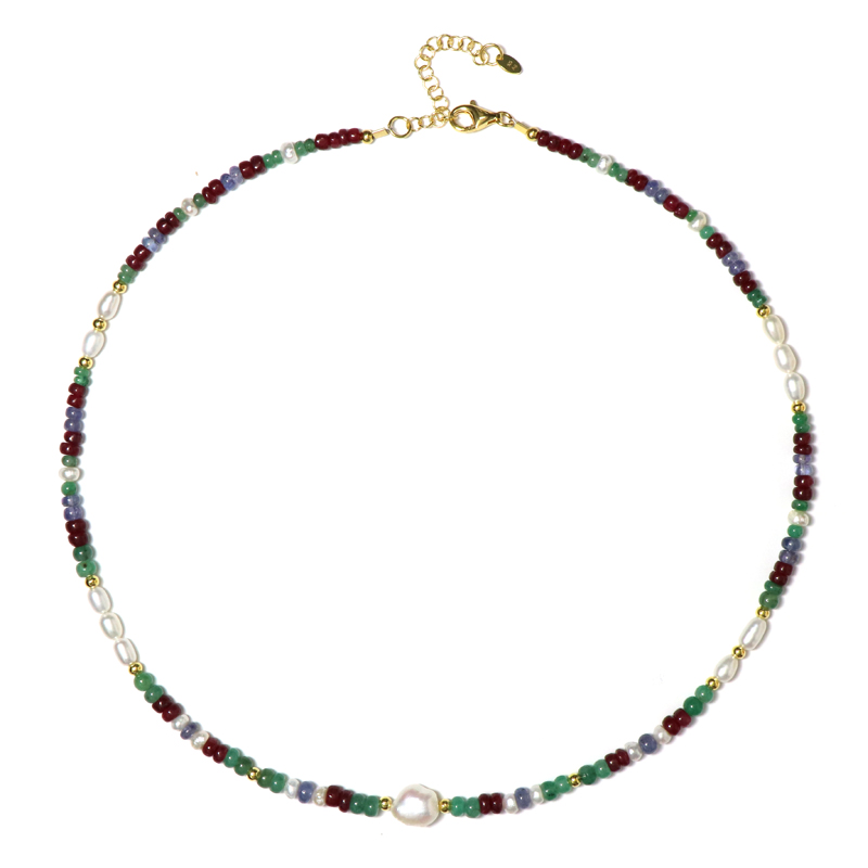 Edelstein-Silberhalskette Edelstein-Silberhalskette