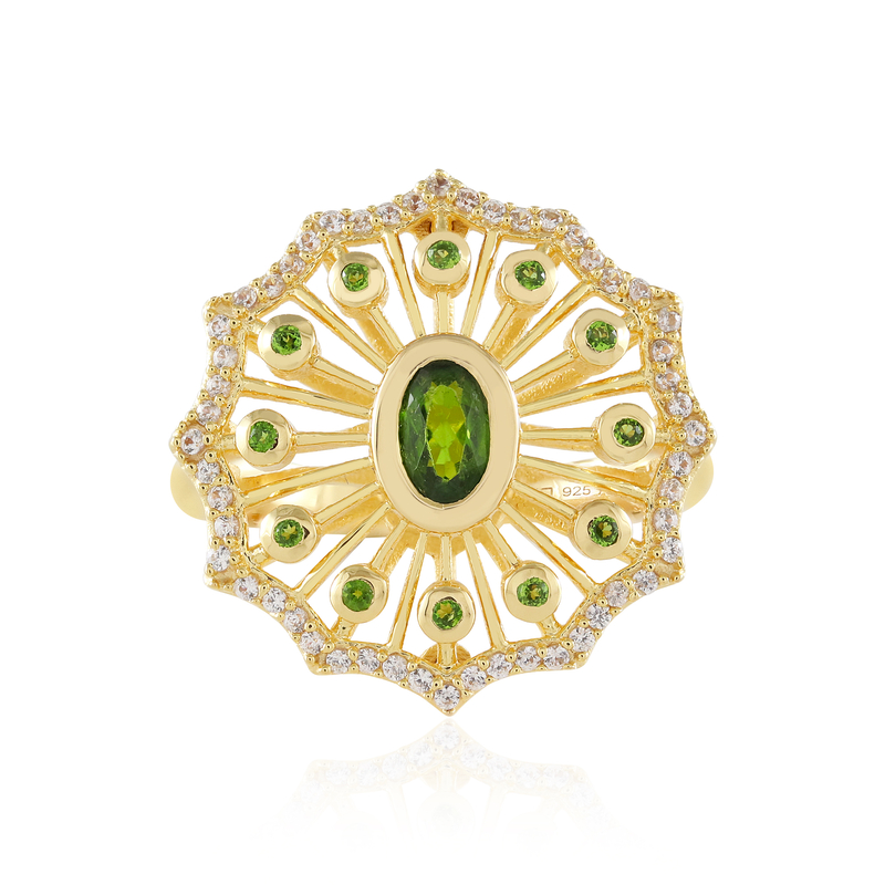 Russischer Diopsid-Silberring