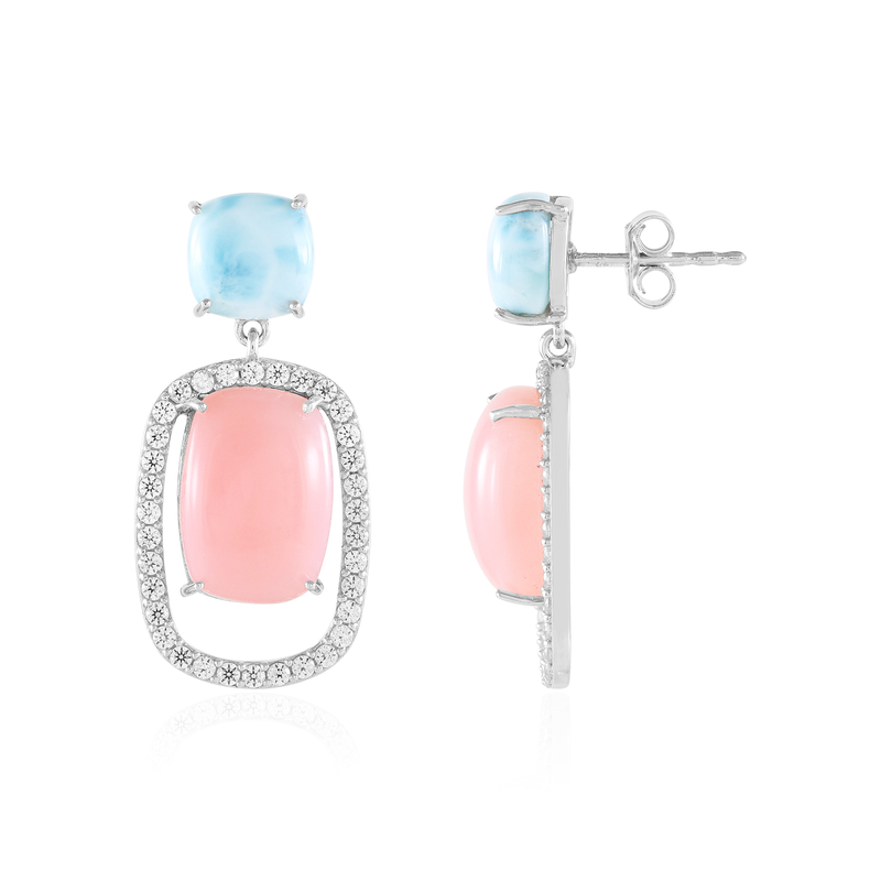 Pinkfarbener Opal-Silberohrringe (de Melo Essence)