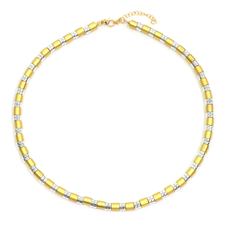 Goldener Hämatit-Silberhalskette