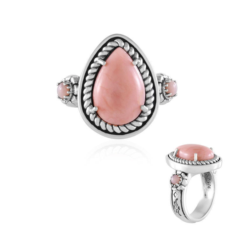 Pinkfarbener Opal-Silberring (Desert Chic)
