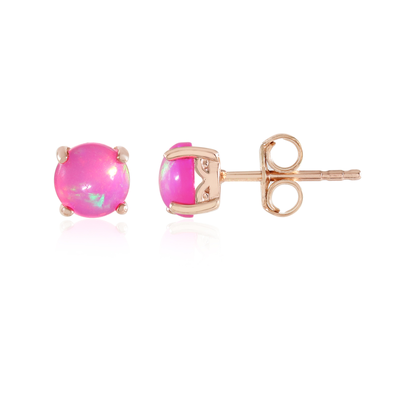 Äthiopischer Pinkfarbener Opal-Silberohrringe (Gems en Vogue)