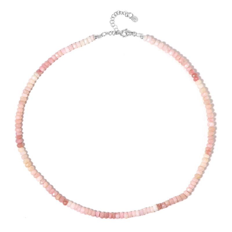 Pinkfarbener Opal-Silberhalskette
