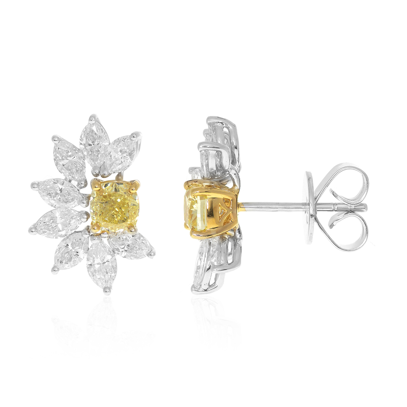 Gelber SI2 Brillant-Goldohrringe (CIRARI)