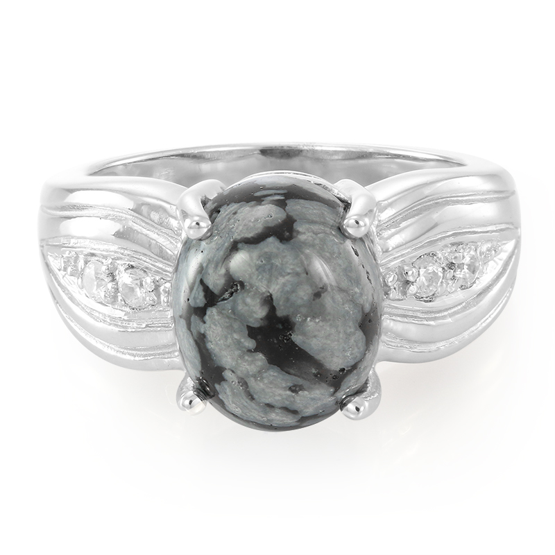 Schneeflocken-Obsidian-Silberring