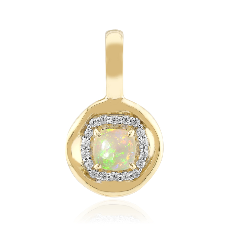 Brasilianischer Weißer Opal-Goldanhänger Brasilianischer Weißer Opal-Goldanhänger