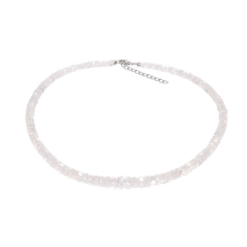 Regenbogen-Mondstein-Silberhalskette