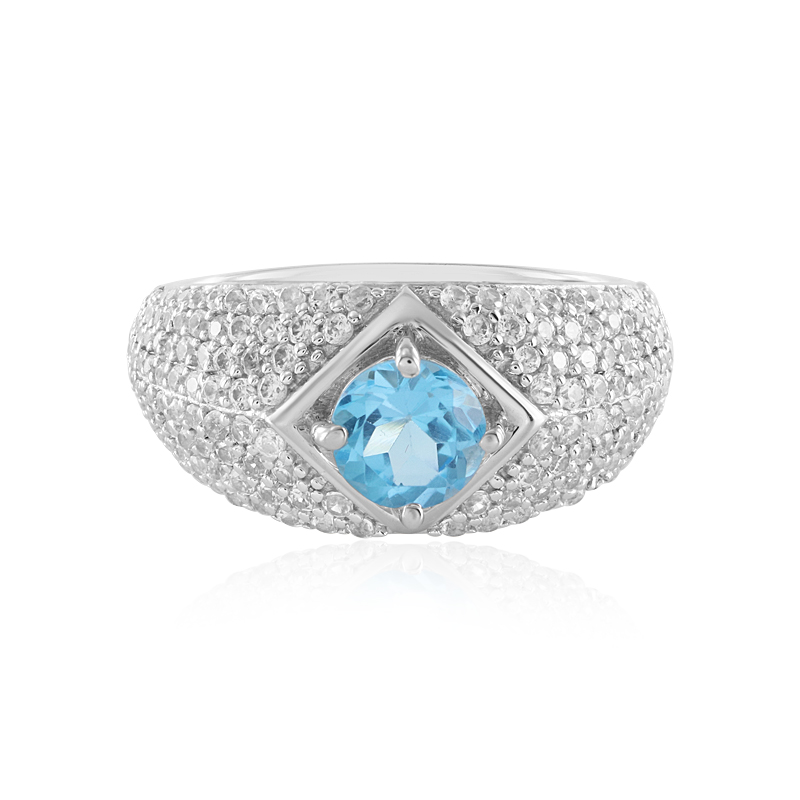 Schweizblauer Topas-Silberring (de Melo)