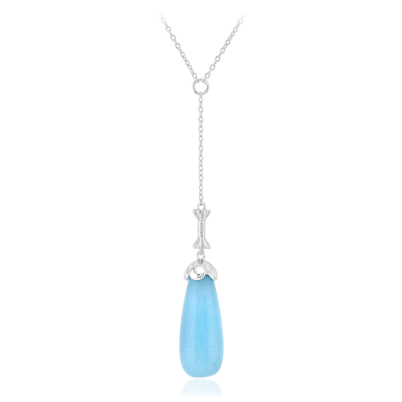 Azurblauer Quarz-Silbercollier