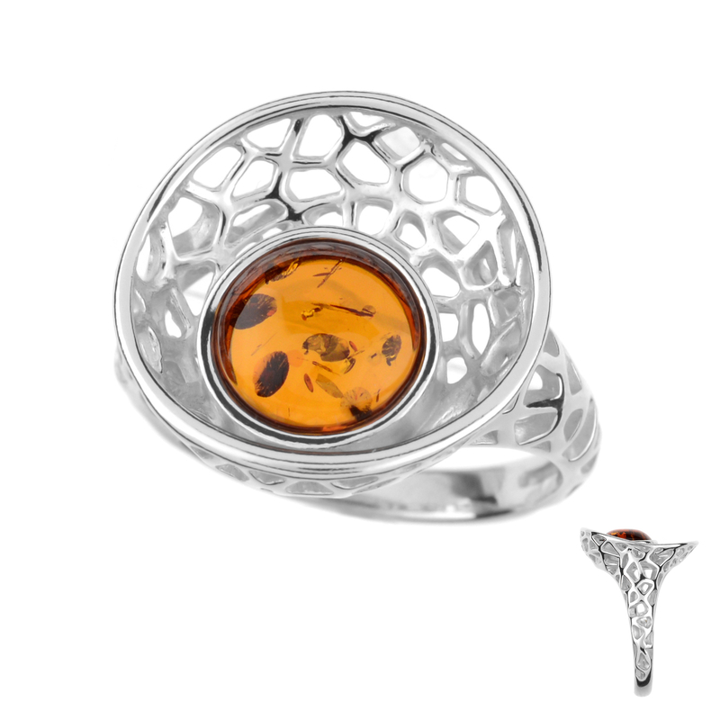 Baltischer Cognac-Bernstein-Silberring (dagen)