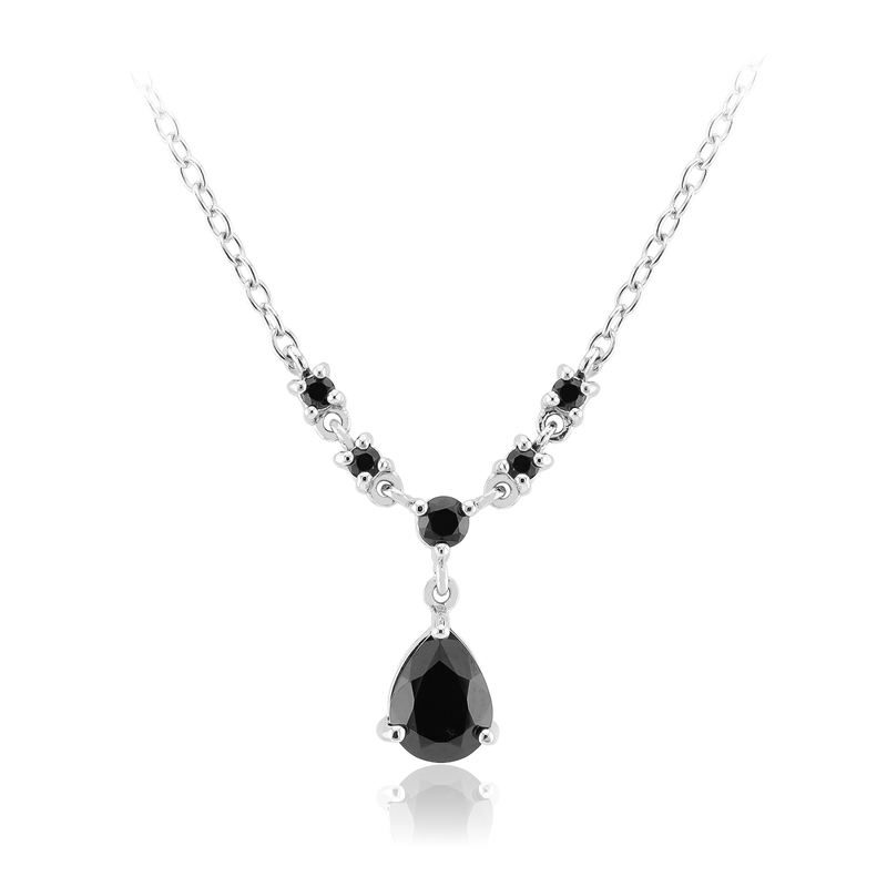 Schwarzer Spinell-Silbercollier