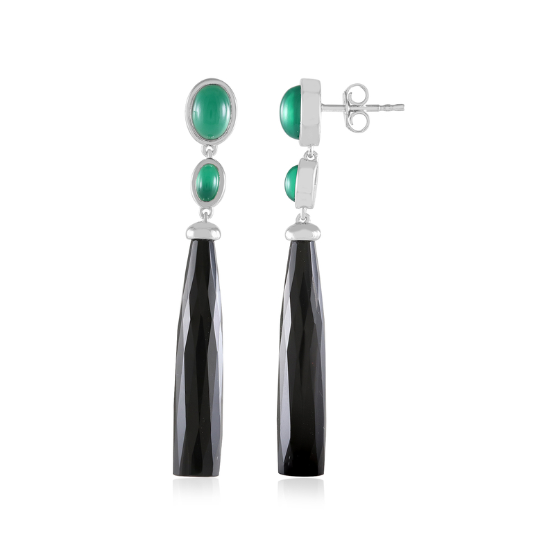 Schwarzer Onyx-Silberohrringe (KM by Juwelo)