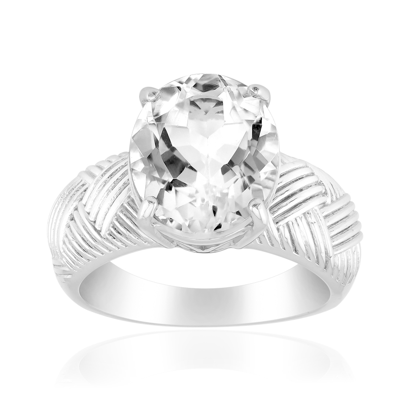 Weißer Topas-Silberring