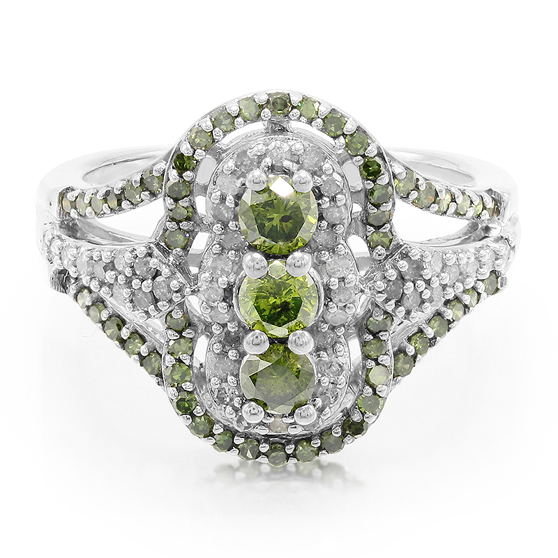 Grüner Diamant-Silberring Grüner Diamant-Silberring