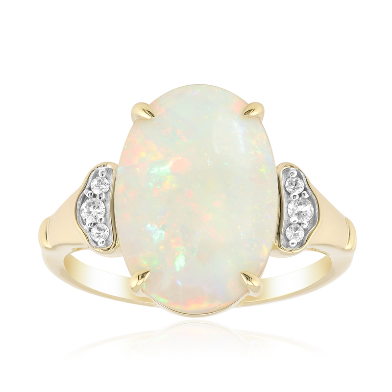 Brasilianischer Weißer Opal-Goldring Brasilianischer Weißer Opal-Goldring