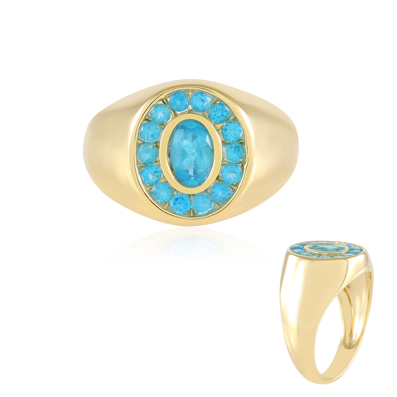 Neonblauer Apatit-Silberring - Farbe: Blau