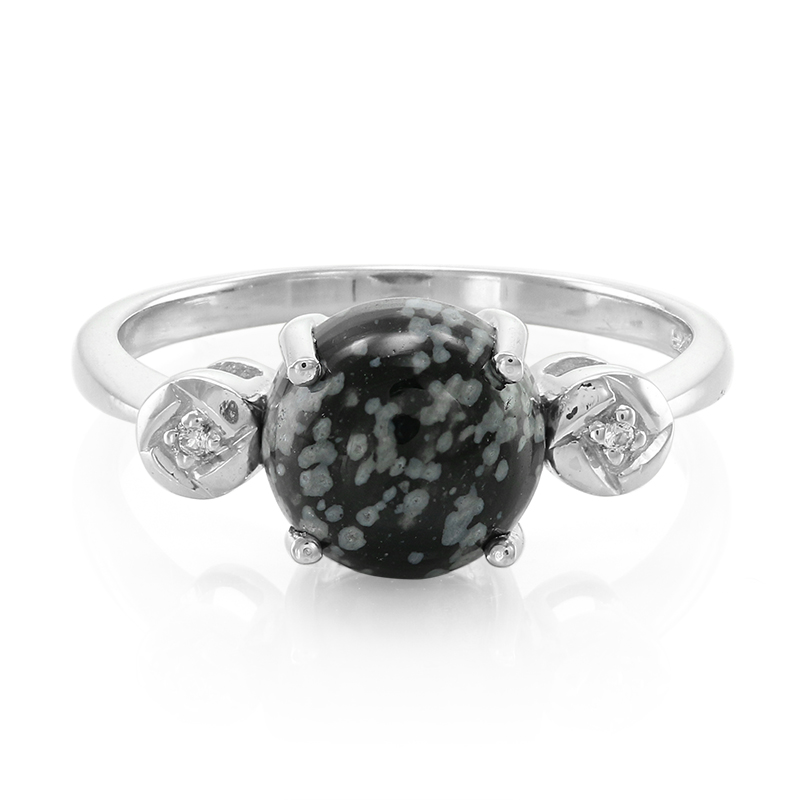 Schneeflocken-Obsidian-Silberring