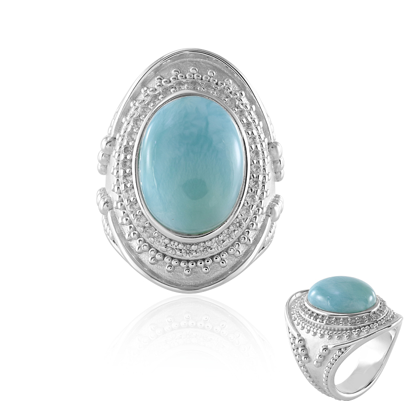 Larimar-Silberring (Dallas Prince Designs)