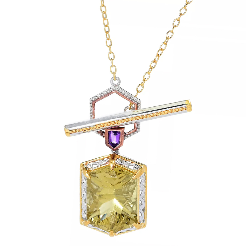 Ouro Verde-Quarz-Silbercollier (Gems en Vogue)