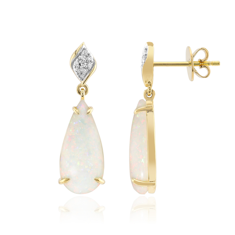 Brasilianischer Weißer Opal-Goldohrringe Brasilianischer Weißer Opal-Goldohrringe