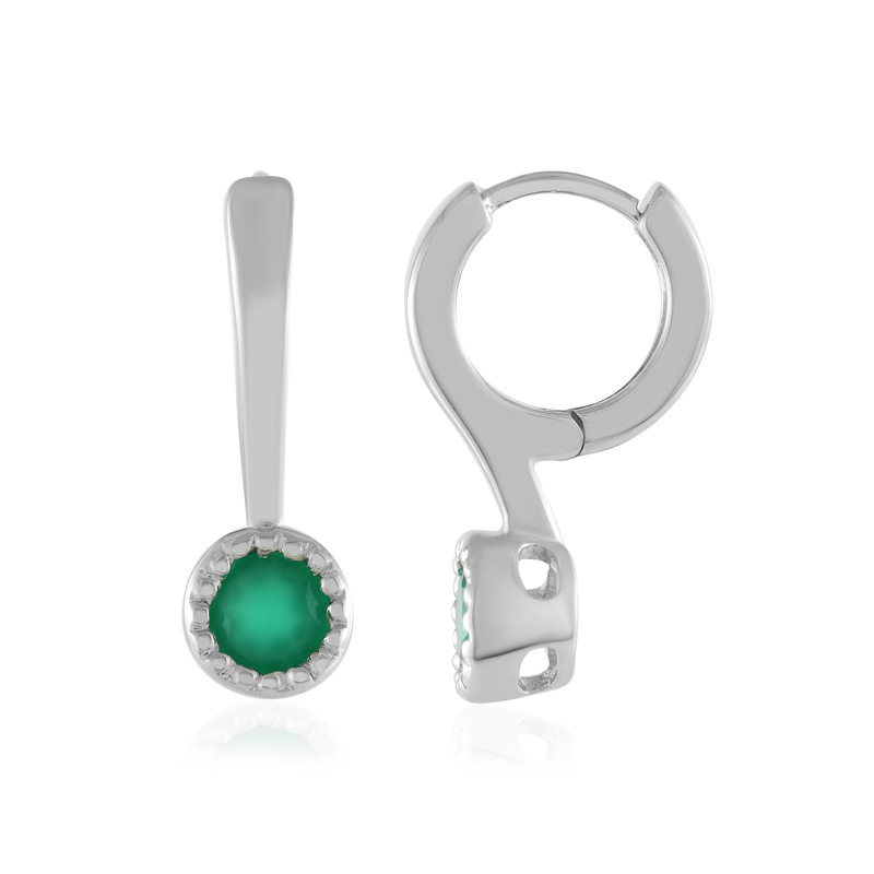 Grüner Onyx-Silberohrringe