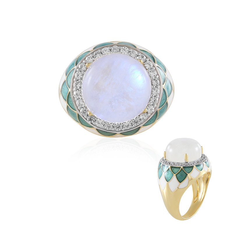 Regenbogen-Mondstein-Silberring (Adela Silber)