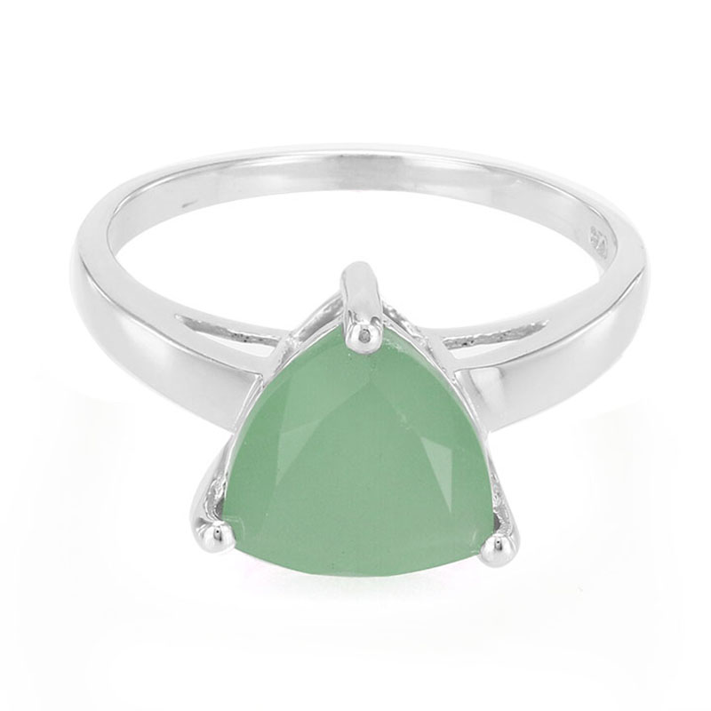 Grüner Chalzedon-Silberring