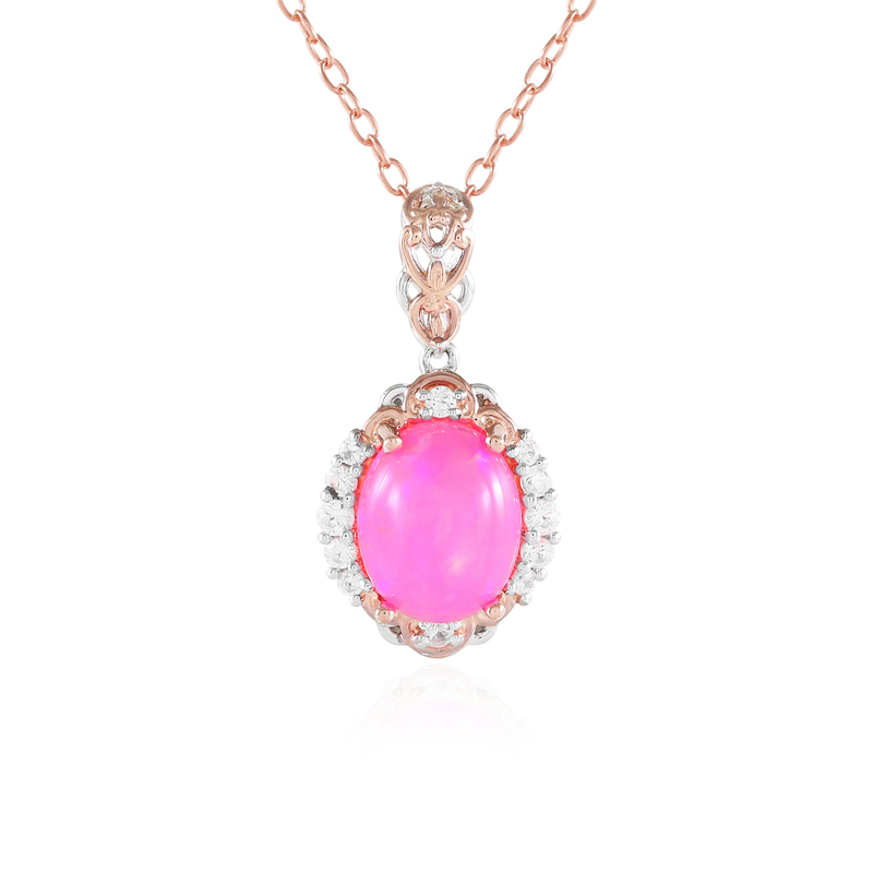 Äthiopischer Pinkfarbener Opal-Silberhalskette (Gems en Vogue)