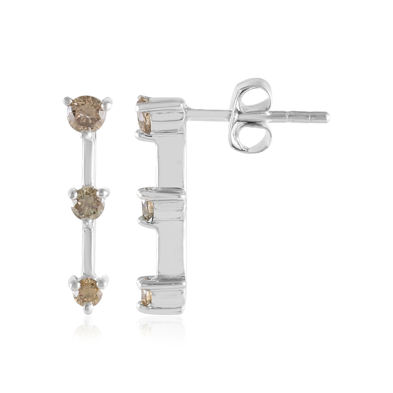 I2 Champagner-Brillant-Silberohrringe