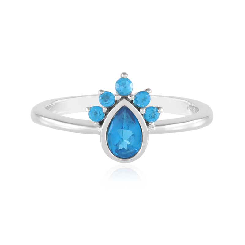 Neonblauer Apatit-Silberring - Farbe: Blau