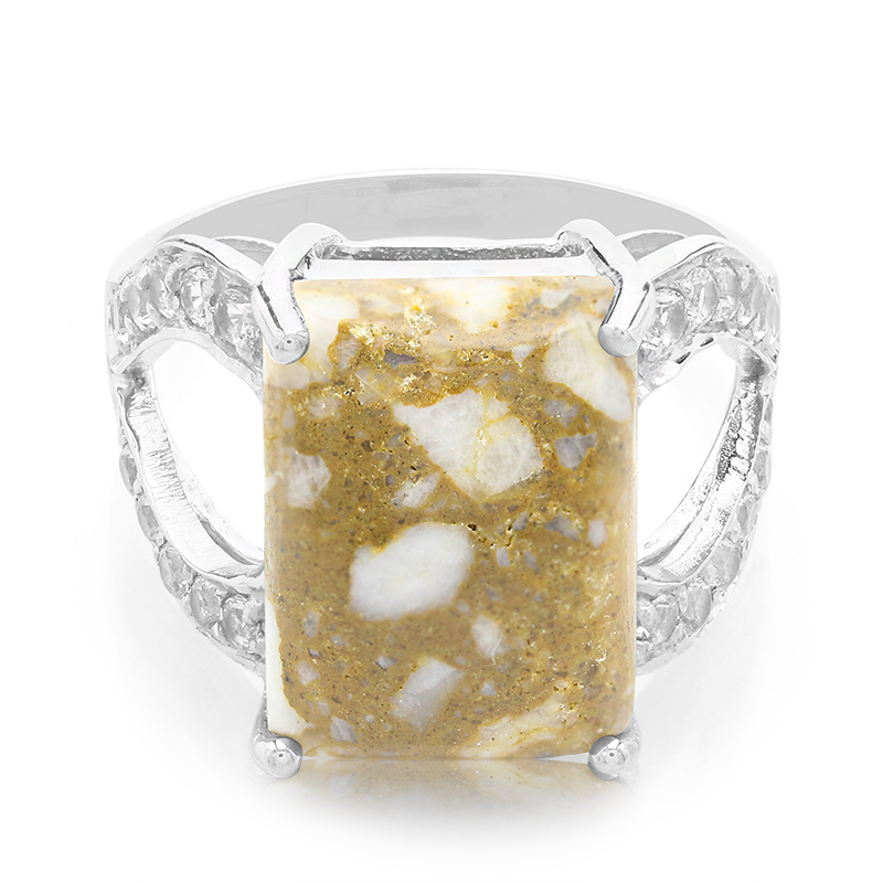 Dinosaurier-Quarz-Herren-Silberring