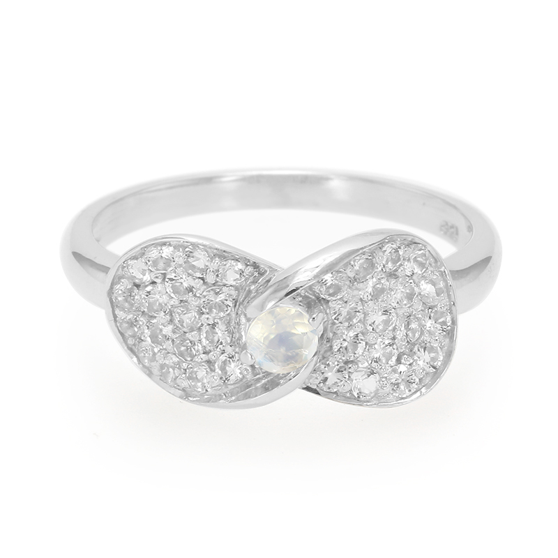 Regenbogen-Mondstein-Silberring