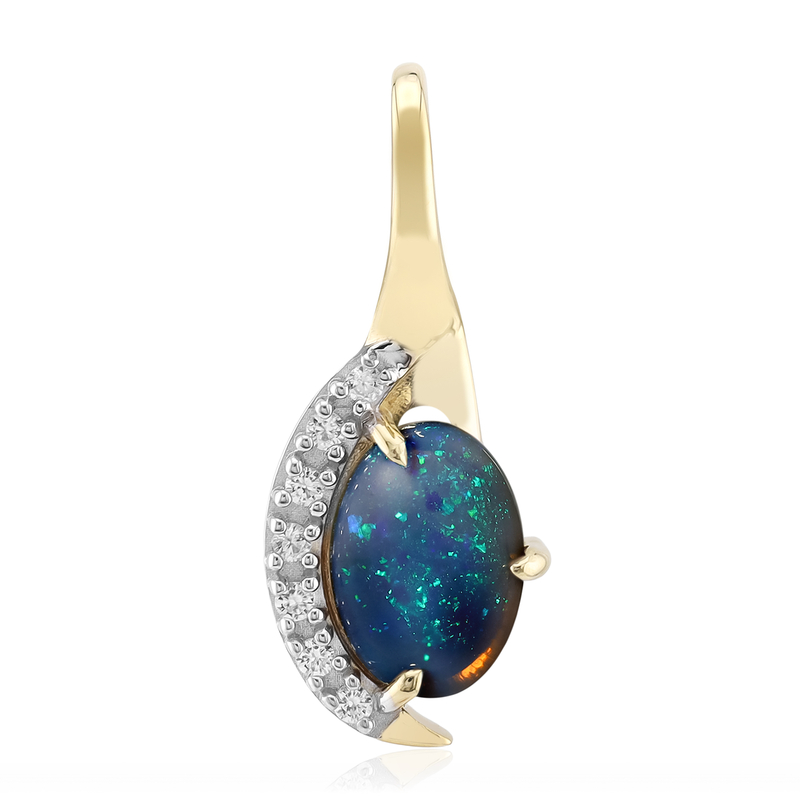 Lightning Ridge-Schwarzer Opal-Goldanhänger