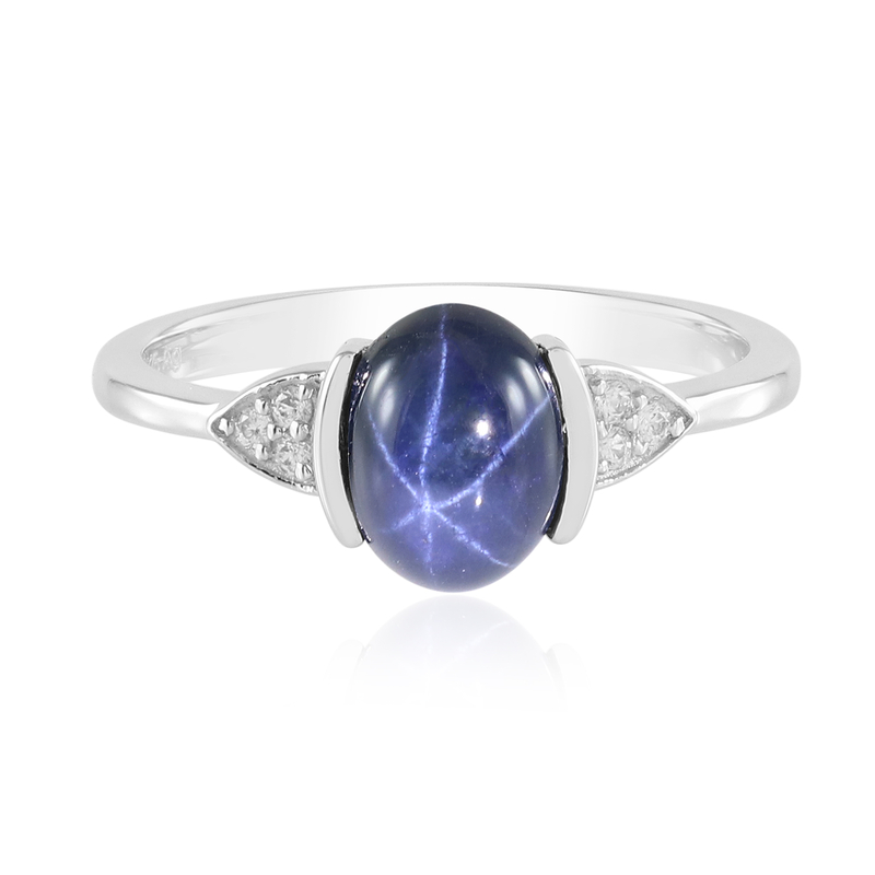 Blauer Stern-Saphir-Silberring