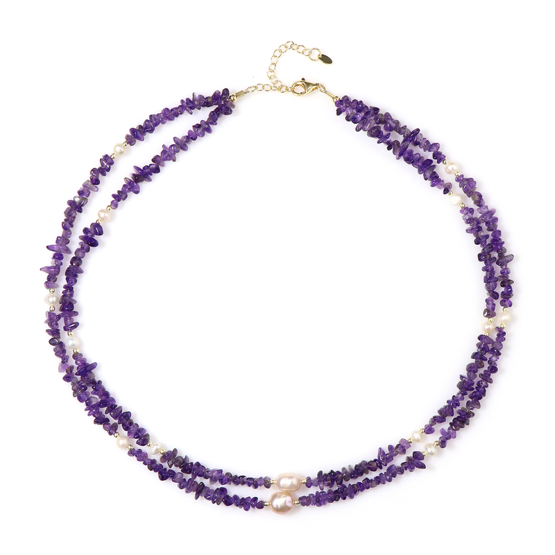 Sambia-Amethyst-Silberhalskette (Riya)