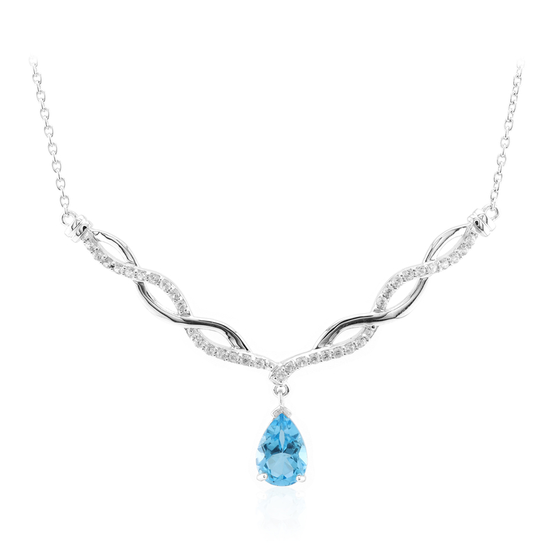 Schweizblauer Topas-Silbercollier