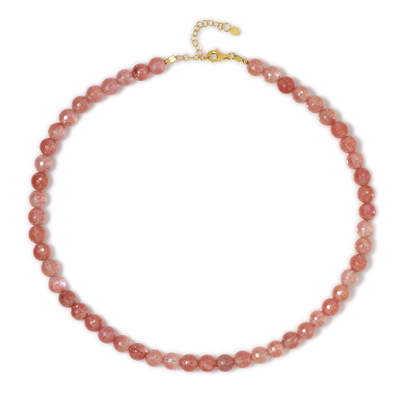 Pinkfarbener Mystik-Achat-Silberhalskette
