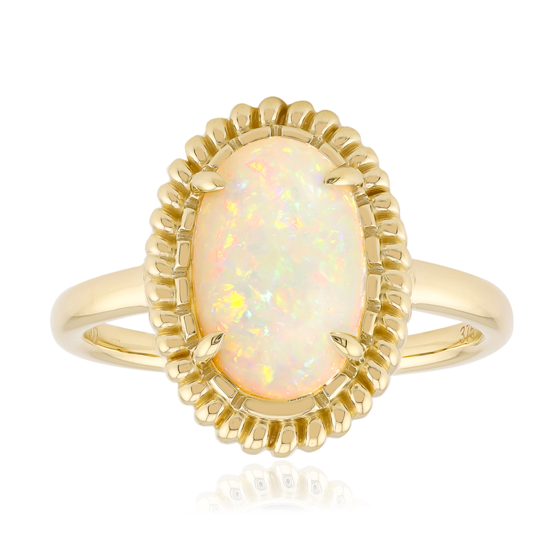 Brasilianischer Weißer Opal-Goldring
