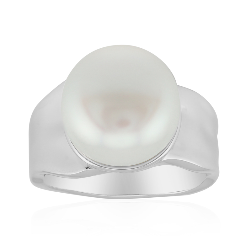 Weiße Süßwasserzuchtperlen-Silberring