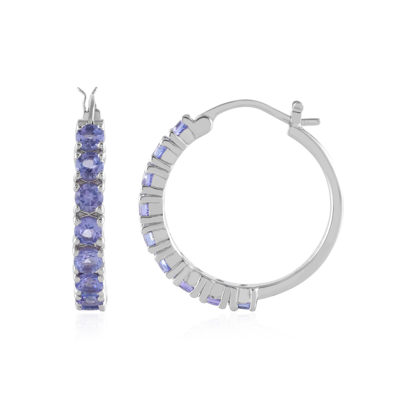 Tansanit-Silberohrringe