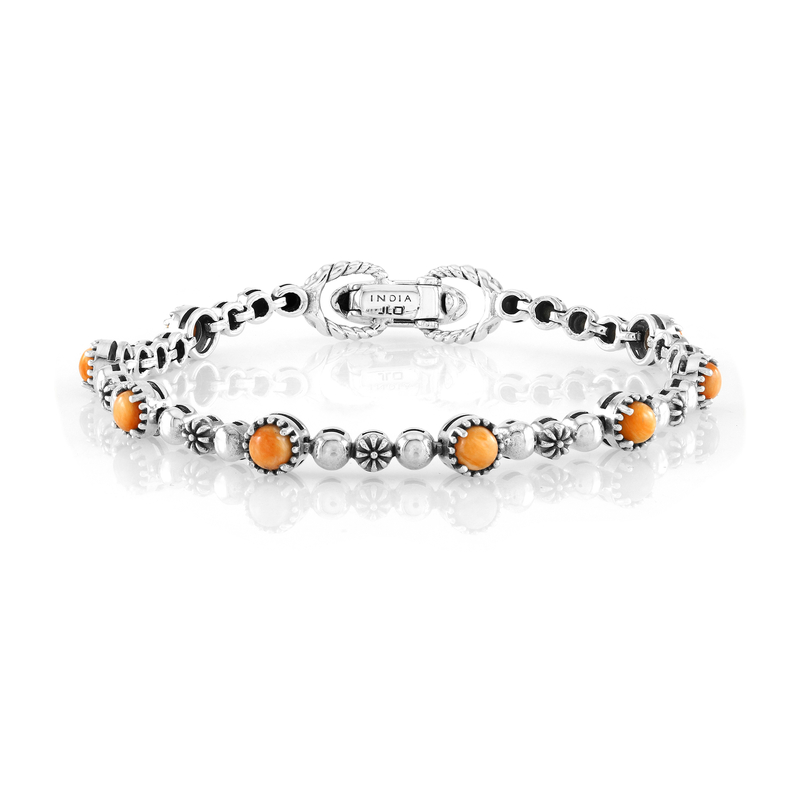 Orange Stachelauster-Silberarmband (Desert Chic)