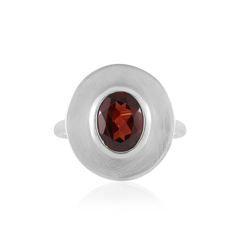 Mosambik-Granat-Silberring (MONOSONO COLLECTION)